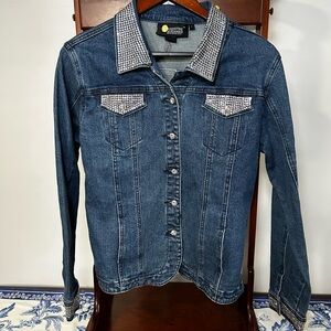 Christine Alexander Blue Denim Jacket with Rhinestones Women’s Large